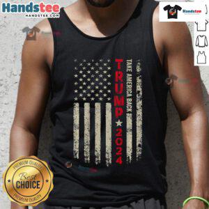 Alt Text: Nice Trump 2024 flag tank top featuring 'Take America Back' design for supporters of Trump 45 and 47.