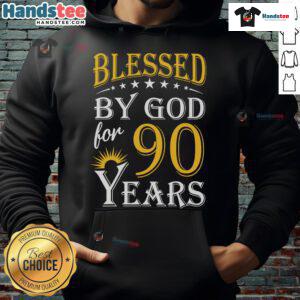 Vintage 'Blessed By God For 90 Years' hoodie, perfect gift for a 90th birthday celebration.