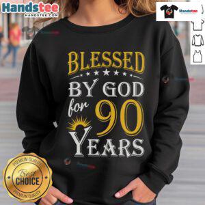 Vintage 'Blessed By God For 90 Years' sweatshirt, perfect for a Happy 90th Birthday gift celebration.