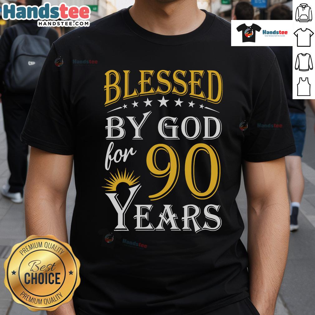 Vintage 'Blessed By God For 90 Years' T-Shirt - Perfect 90th Birthday Present for celebrating a milestone birthday.