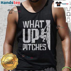 Alt Text: Nice What Up Pitches rock climbing tank top for outdoor enthusiasts, featuring a stylish design and comfortable fit.