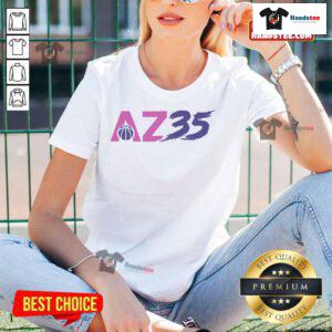 Alt Text: Official AZ35 Logo Ladies Tee featuring a stylish design, perfect for casual wear and showcasing the AZ35 brand.