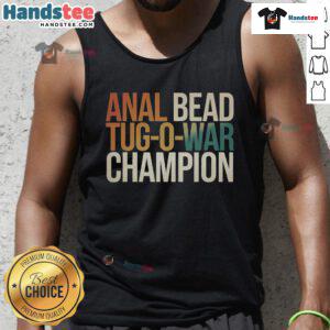 Colorblast tank top worn by the Official Anal Bead Tug-O-War Champion, showcasing vibrant colors and playful design.