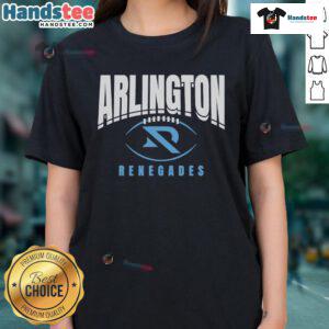 Alt Text: Official Arlington Renegades football outline logo on a stylish ladies tee, perfect for fans and casual wear.