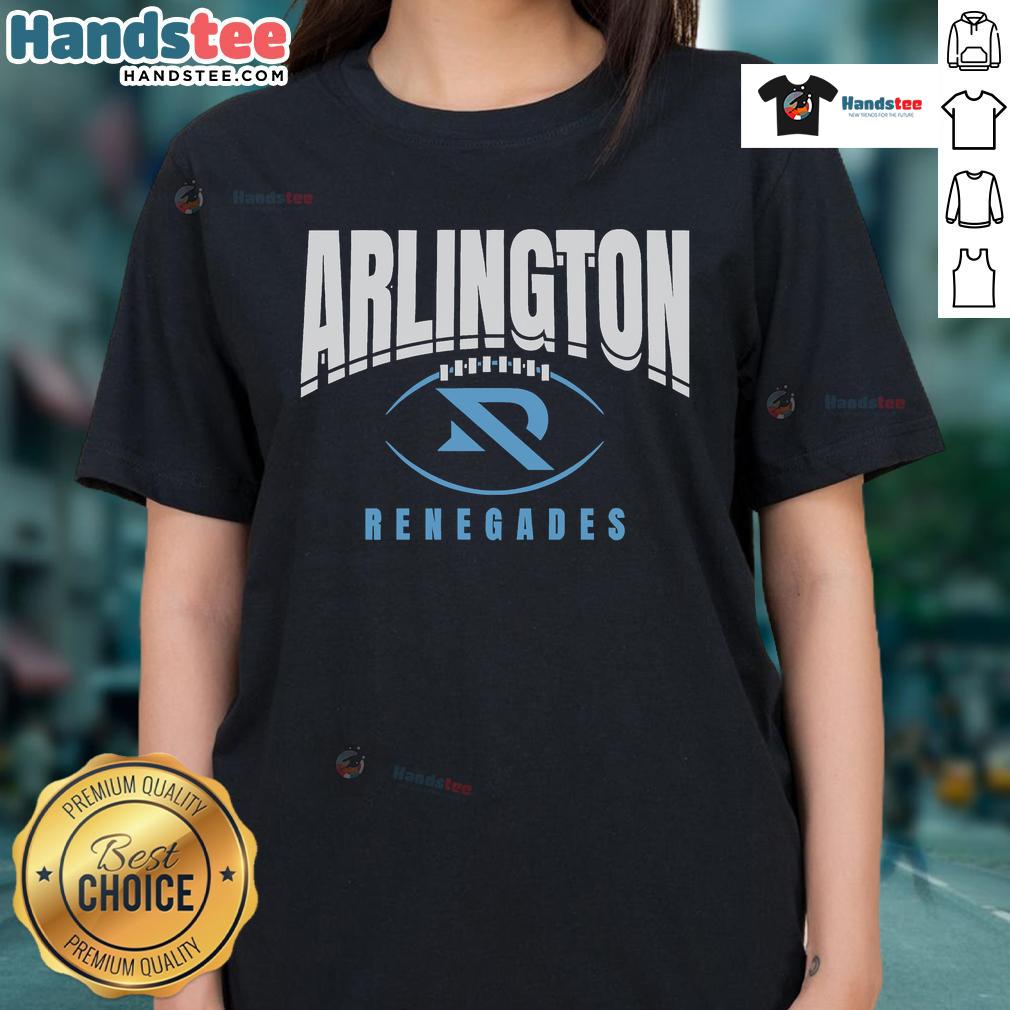 Alt Text: Official Arlington Renegades football outline logo on a stylish ladies tee, perfect for fans and casual wear.
