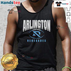 Official Arlington Renegades football outline logo tank top design featuring team colors and bold graphics.