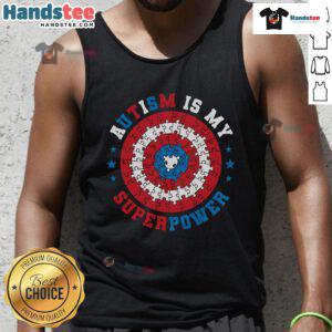 Official Autism Is My Superpower Awareness Inspiration Tank Top, perfect for promoting autism awareness and self-empowerment.