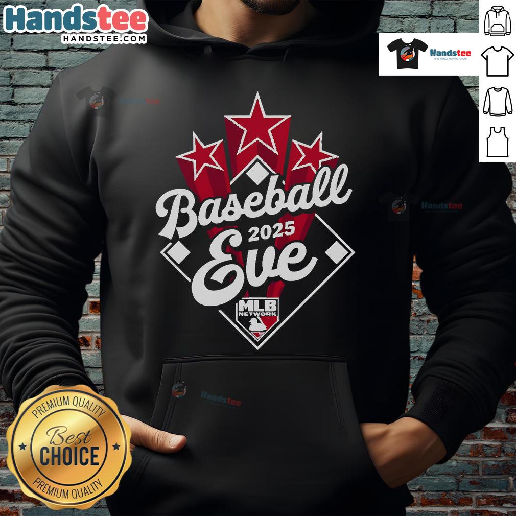 Official Baseball Eve 2025 MLB Network logo hoodie featuring vibrant colors and a stylish design for baseball fans.