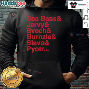Official Carolina Hockey hoodie featuring Ampersand, Sea Bass, Jarvy, Svech, Burnzie, Slavo, and Pyotr designs.