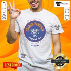 Alt Text: Official Golden Panther Blonde Ale Wild Leap T-Shirt featuring a vibrant design and logo for beer enthusiasts.