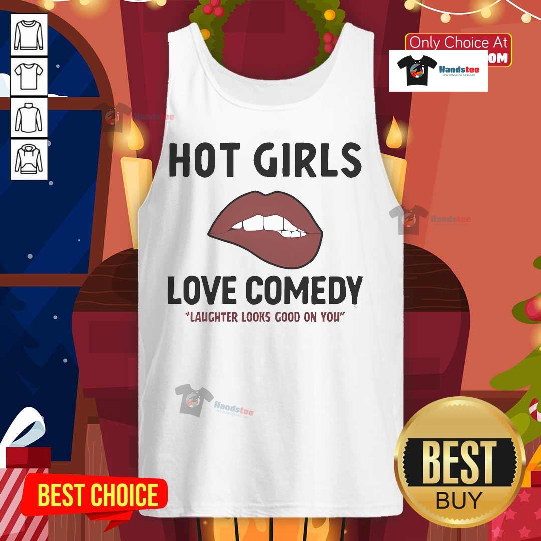 Official Hot Girls Love Comedy tank top with vibrant design, perfect for showcasing humor and style.