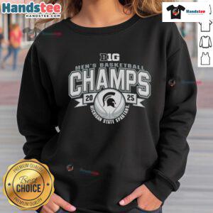 Official Michigan State Spartans 2025 Big 10 Men's Basketball Champions locker room sweatshirt in green.
