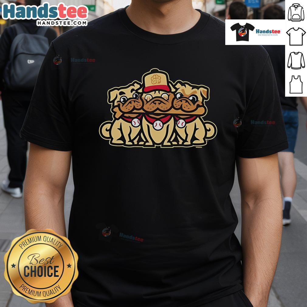 Official Night Of The Grumble Pugs Baseball T-Shirt featuring a playful pug design and vibrant team colors.