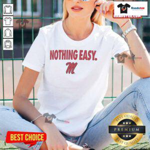 Official Ole Miss Rebels Nothing Easy Ladies Tee featuring bold team graphics in vibrant colors for women.