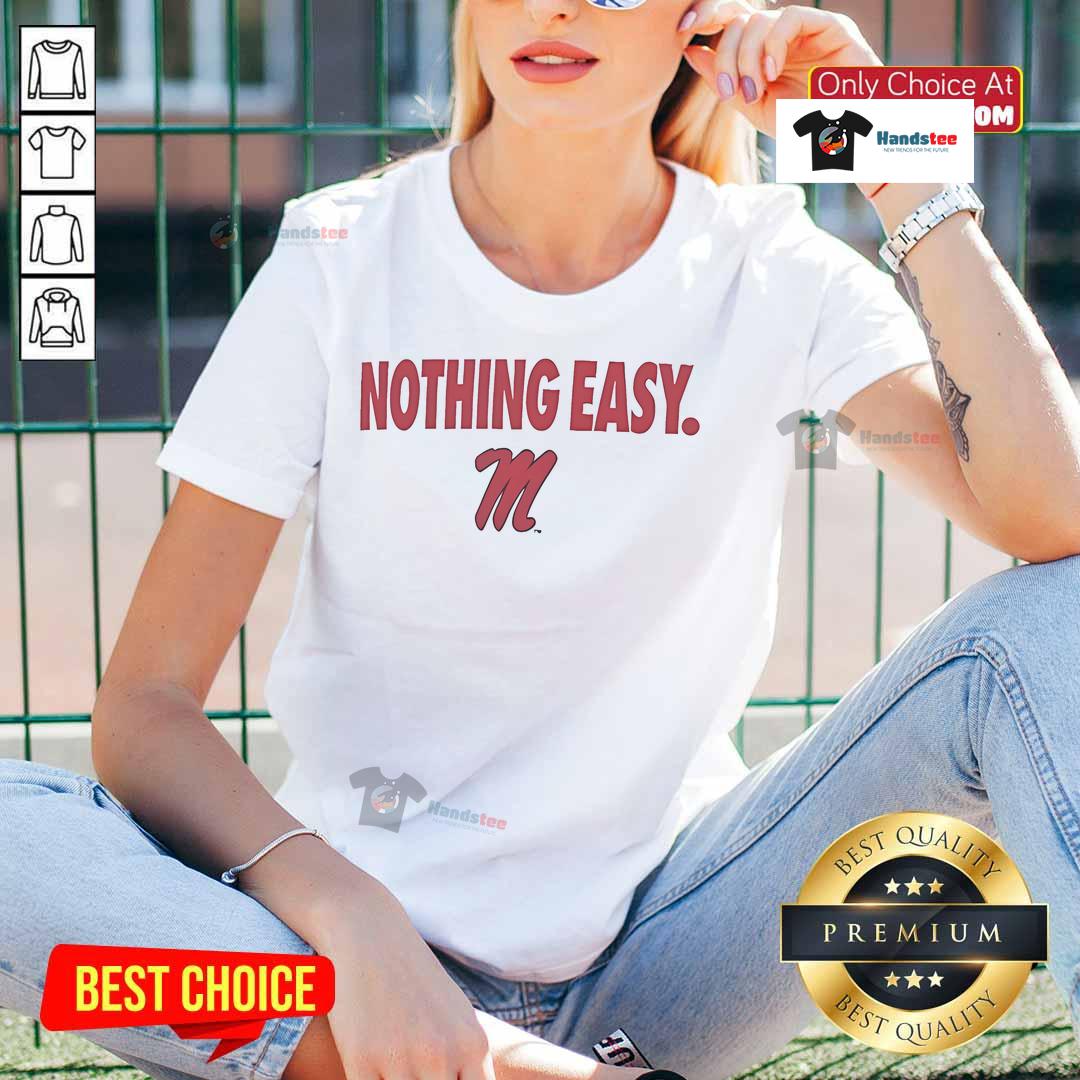 Official Ole Miss Rebels Nothing Easy Ladies Tee featuring bold team graphics in vibrant colors for women.