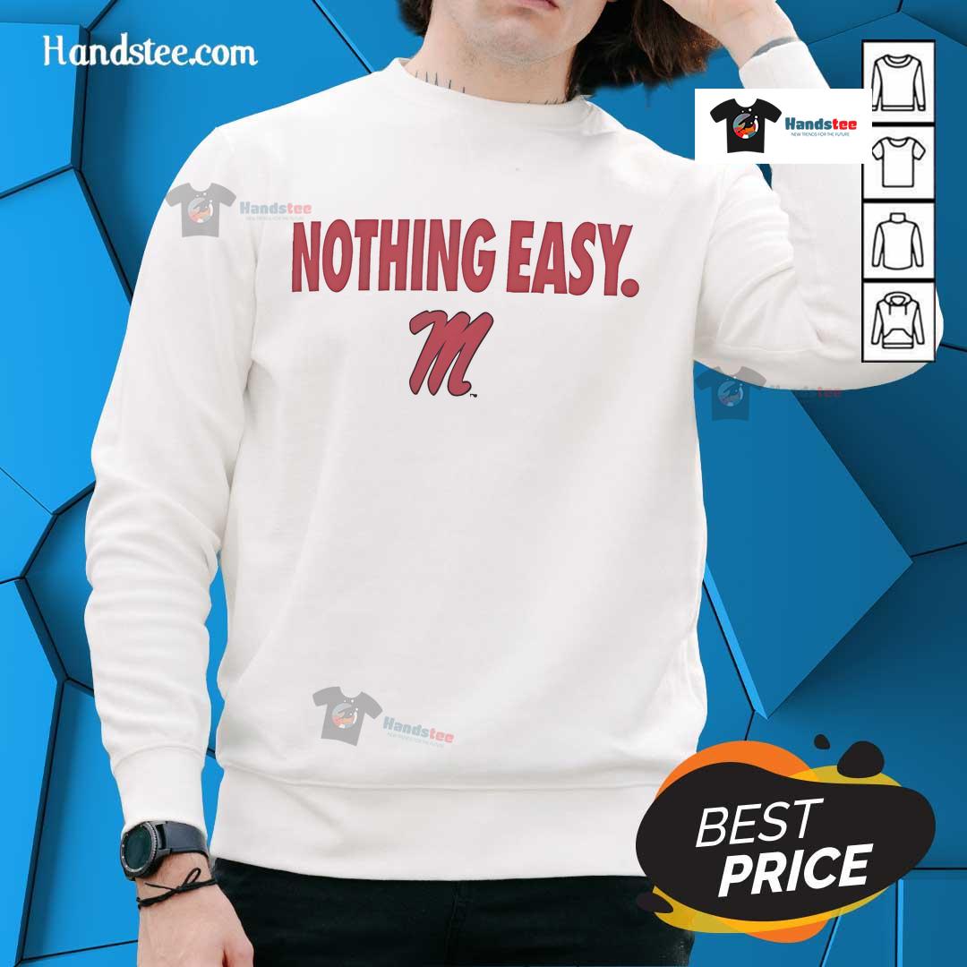 Official Ole Miss Rebels Nothing Easy Sweatshirt in navy blue with bold logo, perfect for fans supporting their team.