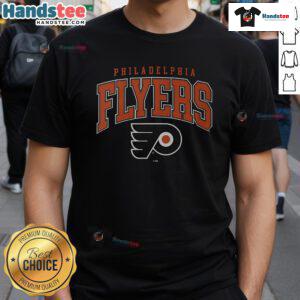Official Philadelphia Flyers Classic Arched Logo T-Shirt featuring the iconic Flyers logo in vibrant colors.