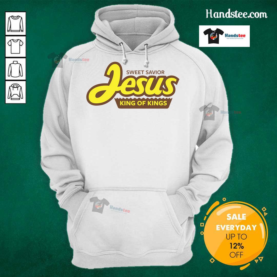 Alt Text: Official Sweet Savior Jesus King of Kings hoodie featuring a bold design and vibrant colors, perfect for faith-inspired fashion.