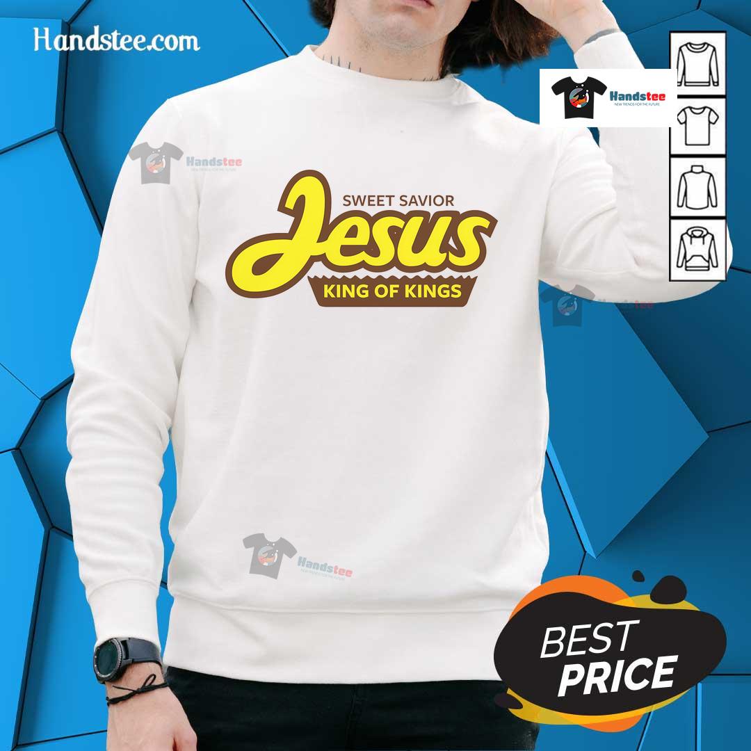Cozy Official Sweet Savior Jesus King of Kings Sweatshirt featuring a stylish design for faith-inspired fashion lovers.