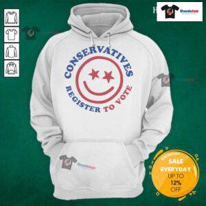 Alt Text: Official TPUSA NFP Miscellaneous Conservatives Register to Vote Hoodie featuring bold pro-vote graphics.
