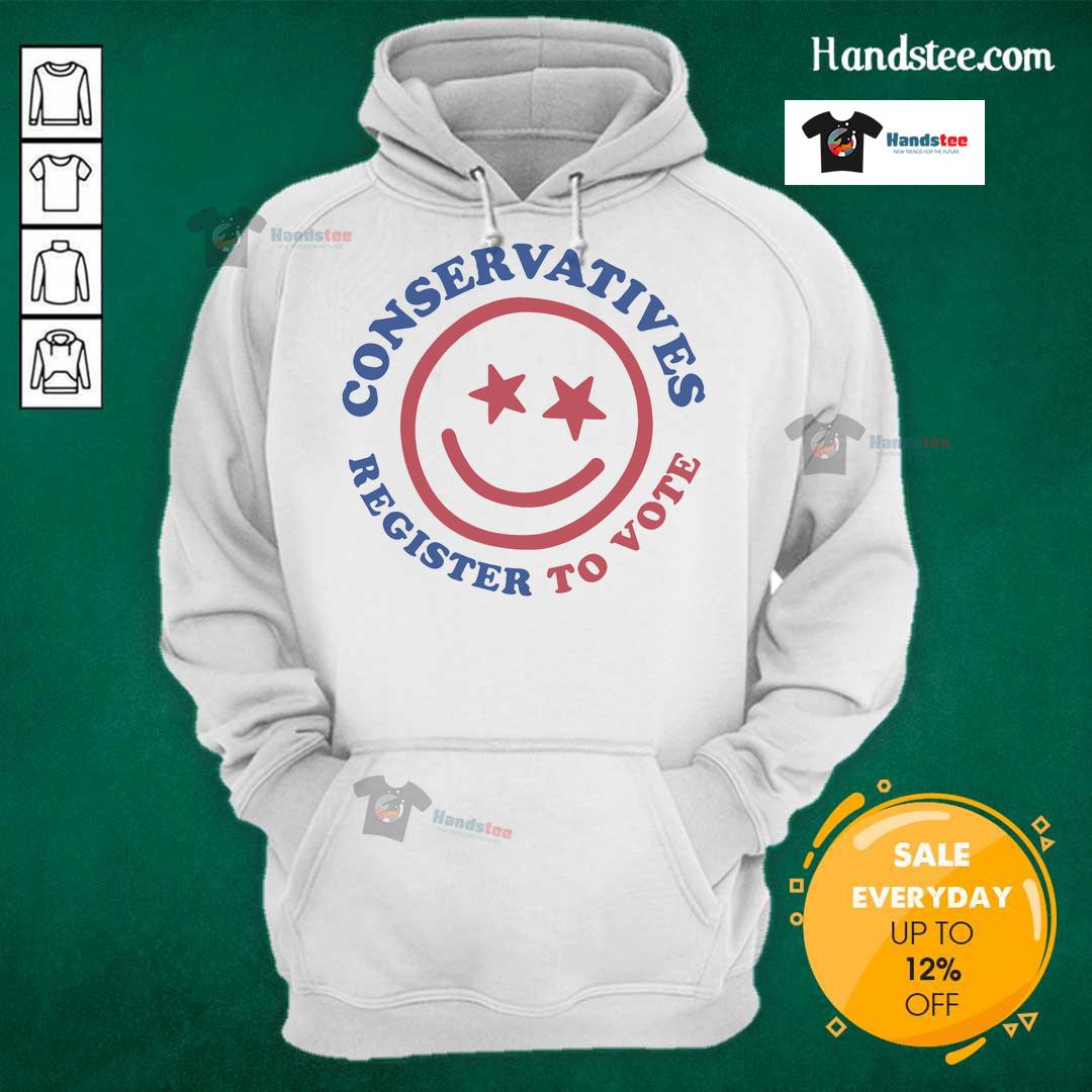Alt Text: Official TPUSA NFP Miscellaneous Conservatives Register to Vote Hoodie featuring bold pro-vote graphics.