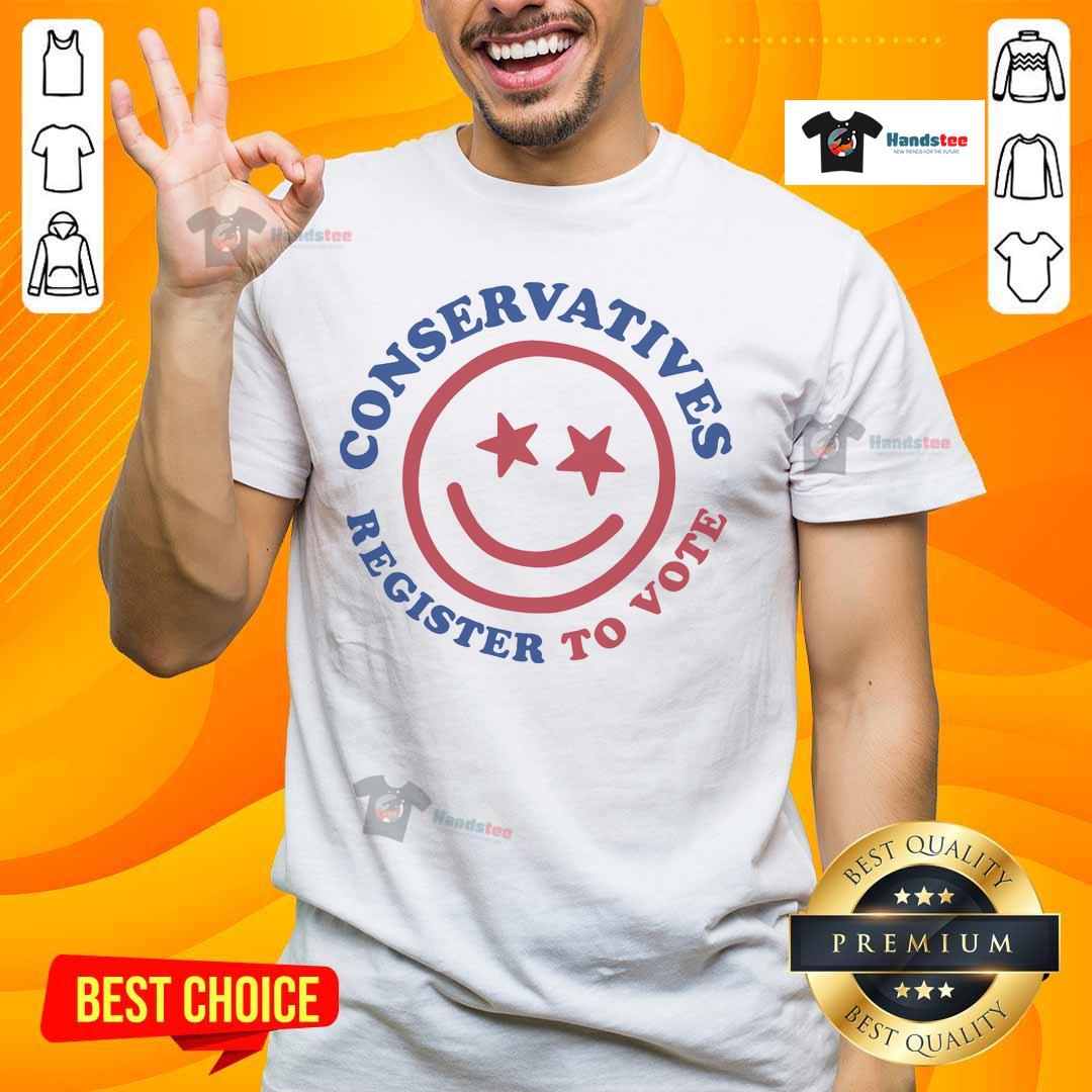 Alt Text: Official Tpusa Nfp Miscellaneous Conservatives Register To Vote T-Shirt featuring bold graphics and a patriotic design.