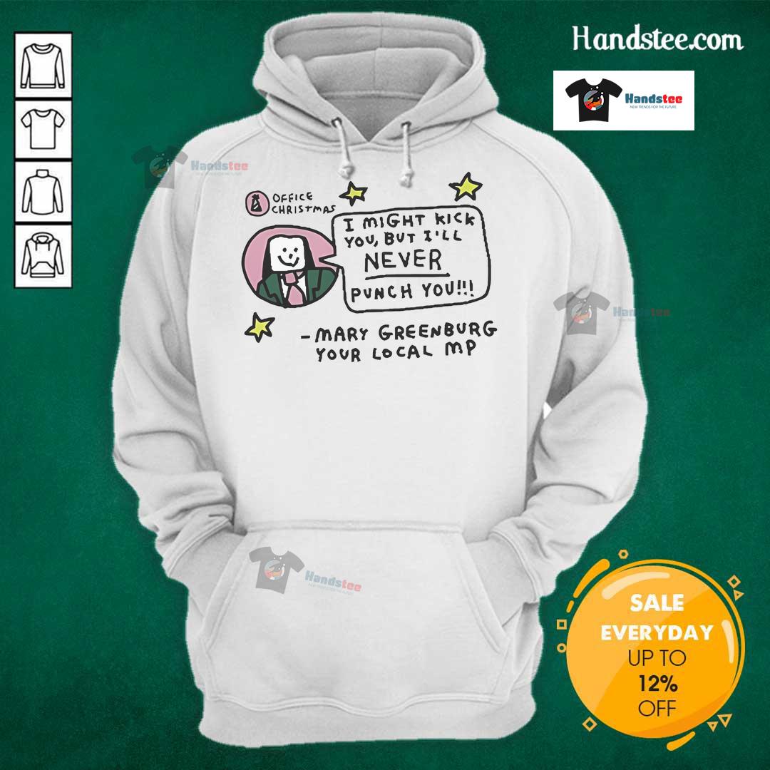 Official Zoe Bread hoodie featuring 'I Might Kick You But I'll Never Punch You' by MP Mary Greenburg, stylish and unique.
