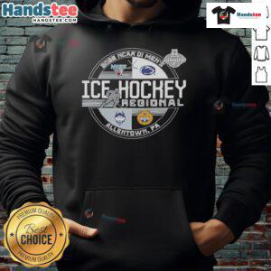 Premium NCAA DI Men's Ice Hockey Regional 2025 Hoodie featuring team colors and logo, perfect for fans and players.