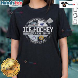 Alt Text: Premium NCAA DI Men's Ice Hockey Regional 2025 Ladies Tee featuring a stylish design for fans and supporters.