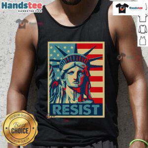 Premium Statue of Liberty Resist Tank Top featuring a bold design, perfect for patriotic and stylish summer wear.