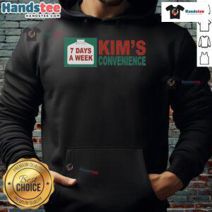 Cozy Kim's Convenience hoodie featuring 'Top 7 Days a Week' design, perfect for casual wear and fans of the show.