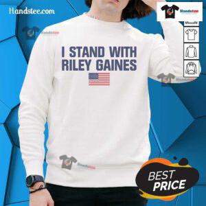 Top I Stand With Riley Gaines American Flag Swimmer Sweatshirt showcasing patriotic support for female athletes.