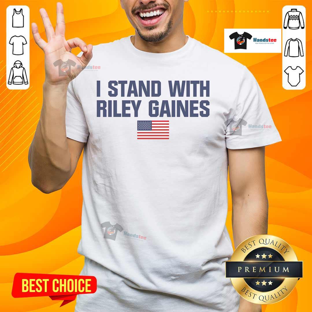 Top I Stand With Riley Gaines American Flag Swimmer T-Shirt featuring patriotic design and swimmer graphics.