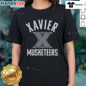 Top Xavier University Musketeers logo on a stylish ladies tee, perfect for fans and casual wear.