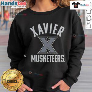 Xavier University Musketeers logo sweatshirt, featuring vibrant colors and comfortable design for fans and students.
