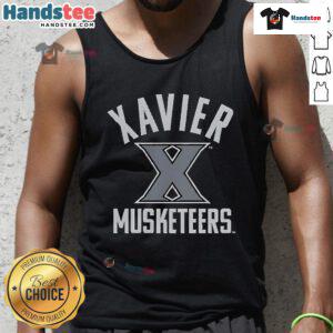 Top Xavier University Musketeers logo tank top featuring a bold design for fans and students.