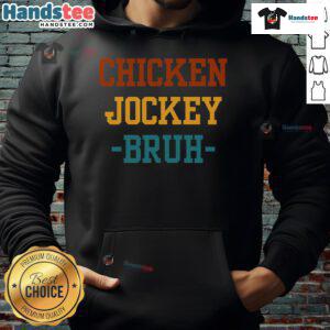 Alt Text: Funny chicken jockey meme hoodie featuring a humorous gamer chicken jockey design for casual wear.
