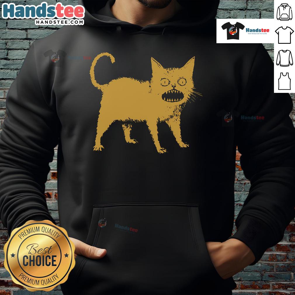 Funny horrible Japanese cat hoodie featuring a quirky design and vibrant colors, perfect for feline lovers.