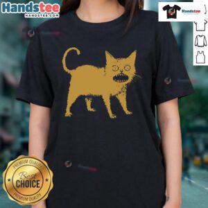 Funny Horrible Japanese Cat Ladies Tee featuring quirky cat illustrations and humorous text for cat lovers.