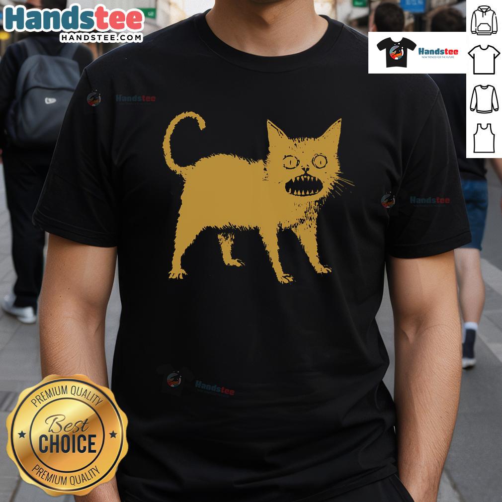 Funny horrible Japanese cat T-shirt featuring a quirky cat design that brings humor and style to any outfit.