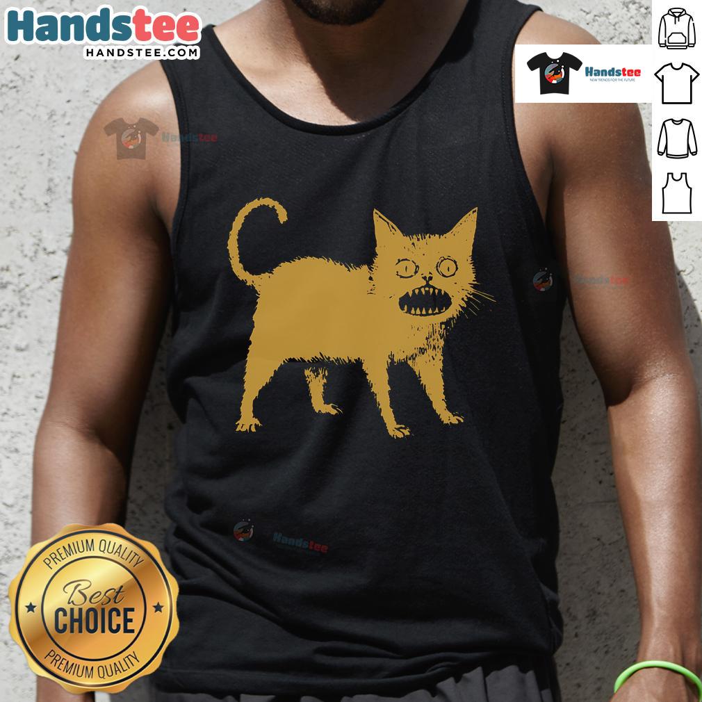 Funny horrible Japanese cat tank top featuring a quirky cat design, perfect for cat lovers and unique fashion enthusiasts.
