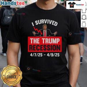 Alt Text: Funny I Survived The Trump Recession T-Shirt design featuring humorous text and vibrant colors.