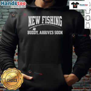 Funny retro hoodie for dad featuring 'New Fishing Buddy Arrives Soon' design, perfect for fish lovers and fishing enthusiasts.