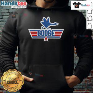 Funny Top Goose Top Gun logo hoodie featuring a playful design perfect for aviation and movie fans.