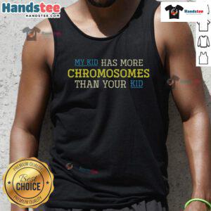 Funny Trisomy 21 blue and yellow ribbon tank top for Down syndrome awareness, perfect for proud mom and dad.