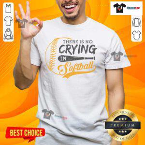 Funny vintage 'There Is No Crying In Softball' sports t-shirt design showcasing humor and team spirit for softball enthusiasts.