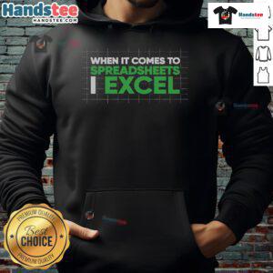 Funny accountant hoodie with 'When it comes to spreadsheets, I Excel' design, perfect for spreadsheet lovers and humor.