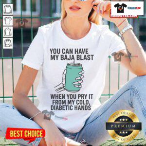 Alt Text: Skeleton lady in a humorous tee says, You can have my Baja Blast when you pry it from my cold diabetic hands.