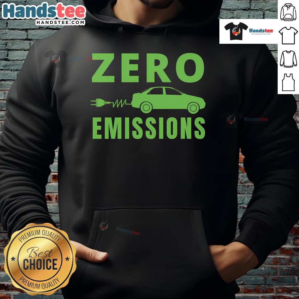 Funny zero emissions electric car hoodie featuring a playful design and vibrant colors, perfect for eco-conscious drivers.