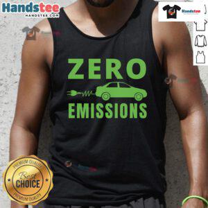 Funny zero emissions electric car tank top design with playful text 'Plug Me In' for eco-friendly car enthusiasts.